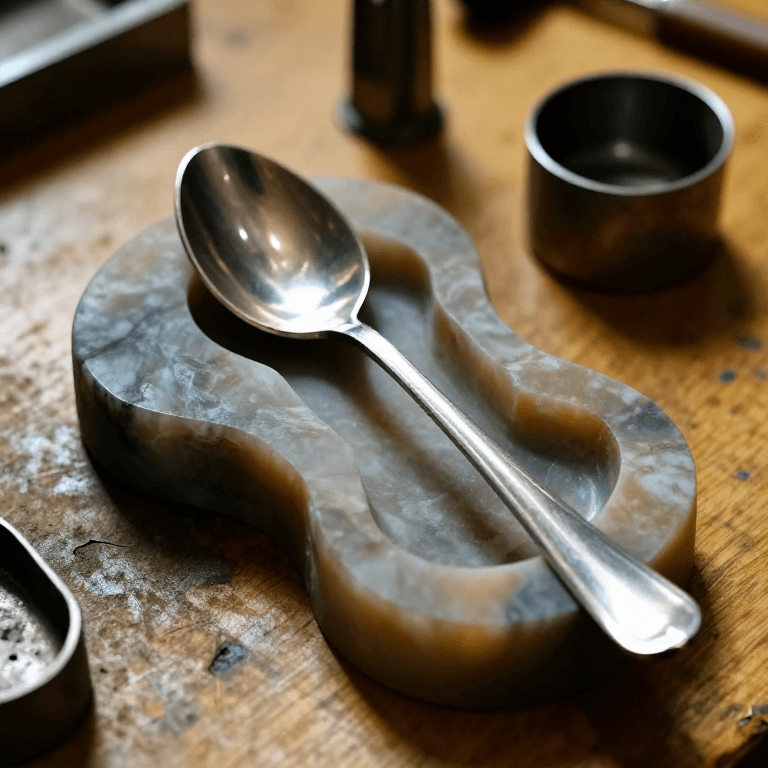 Casting a Pewter Spoon in a Soapstone Mould — Low-Temperature Metal Casting