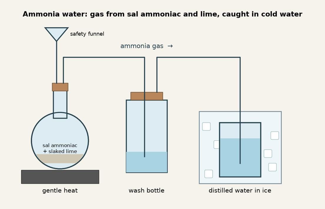 Ammonia Water: Sal Ammoniac and Lime, Gas Caught in Cold Water