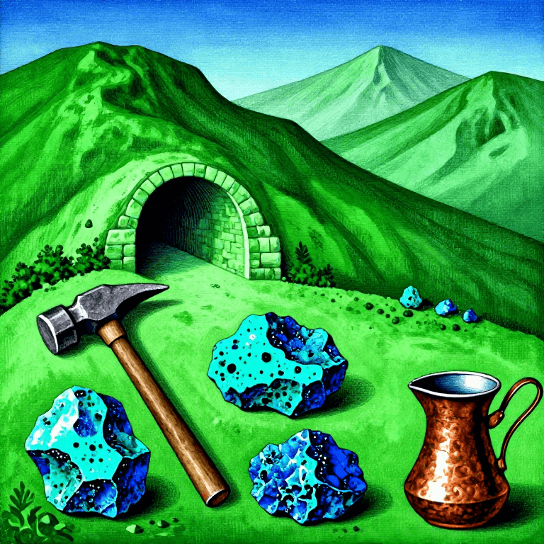 Anadolu'da Bakir Cevheri Toplama — Dogal Bakir ve Malakit Tanimlama