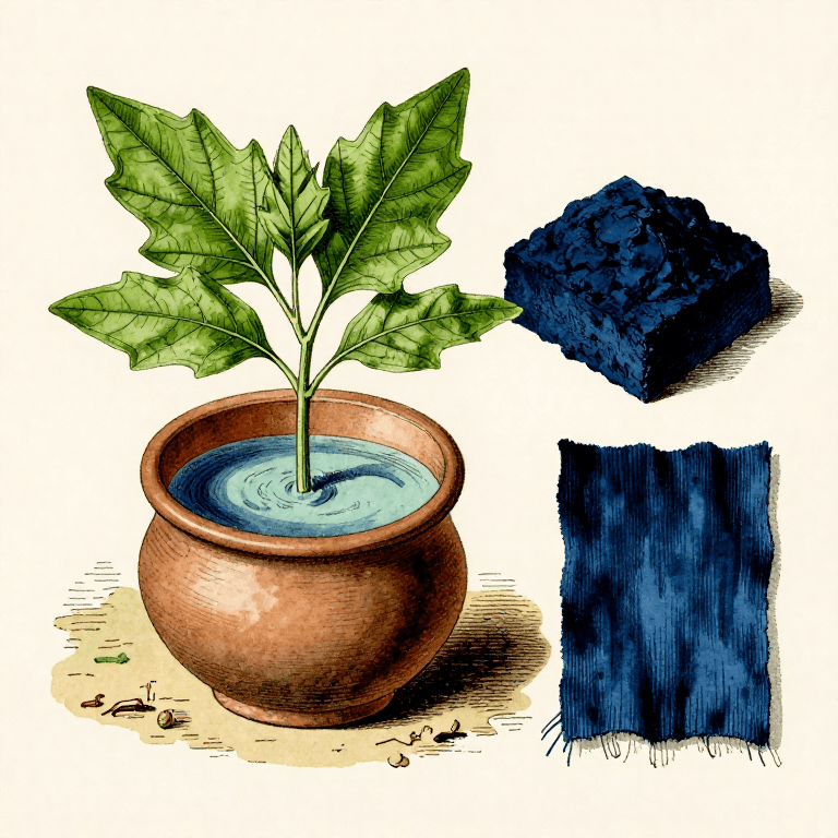 Extracting Indigo Dye from Woad Leaves — Vat Dyeing Blue