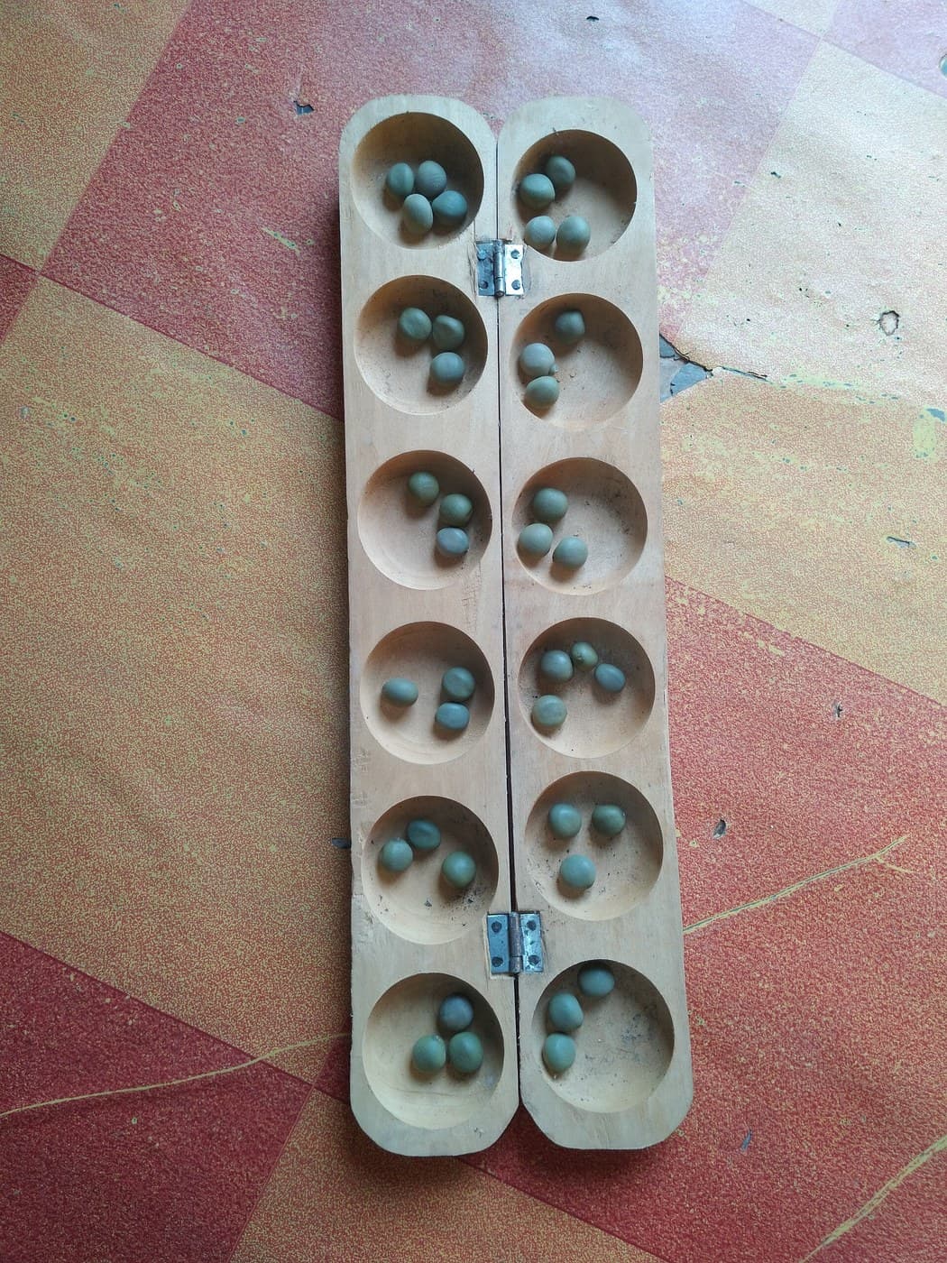 Mancala Board — Wooden Board and Seeds