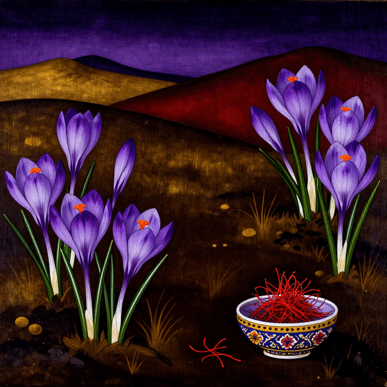 برداشت زعفران در خراسان — از مزرعه تا خشک کردن و درجه‌بندی