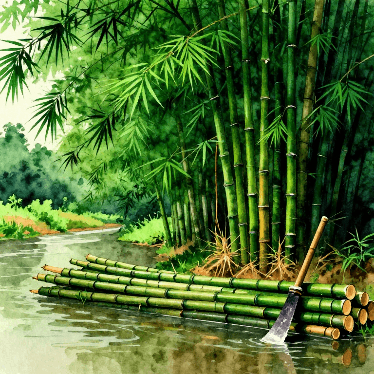 Coupe et séchage du bambou — Récolte de bambou au Bangladesh