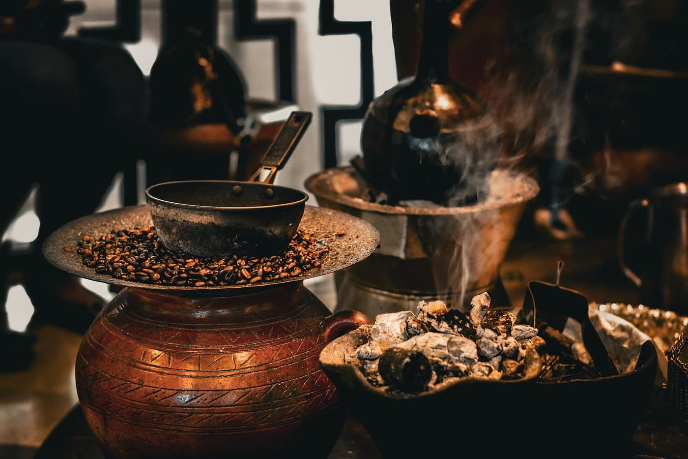 Coffee Beans from the Cherry: Dried, Hulled and Roasted
