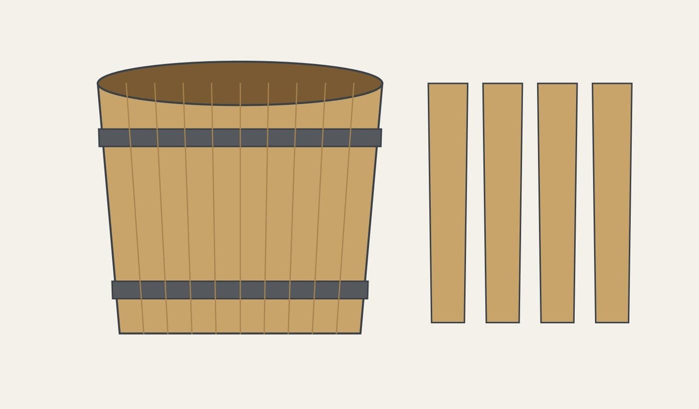 Coopered Vat: Oak Staves in Riveted Iron Hoops