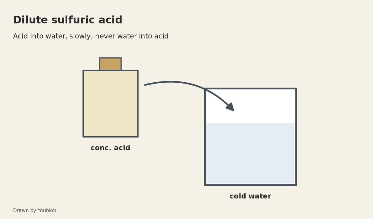 Dilute Sulfuric Acid: Concentrated Acid Poured into Water