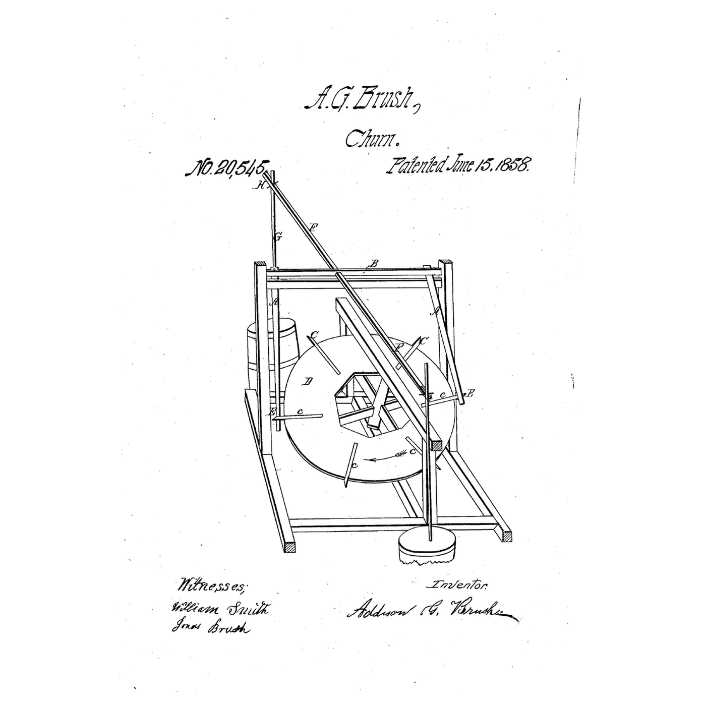 Dog-Power Tappet Churn: Tappets on the Tread-Wheel Rock a Shaft That Works the Dasher