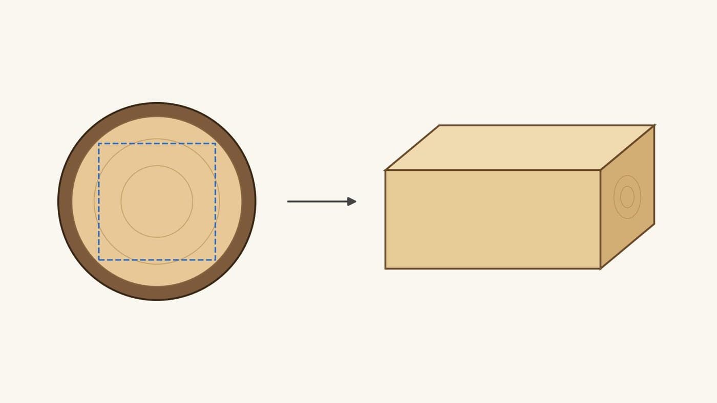 Douglas Fir Timber Beam: a Straight Log Hewn Square and Seasoned