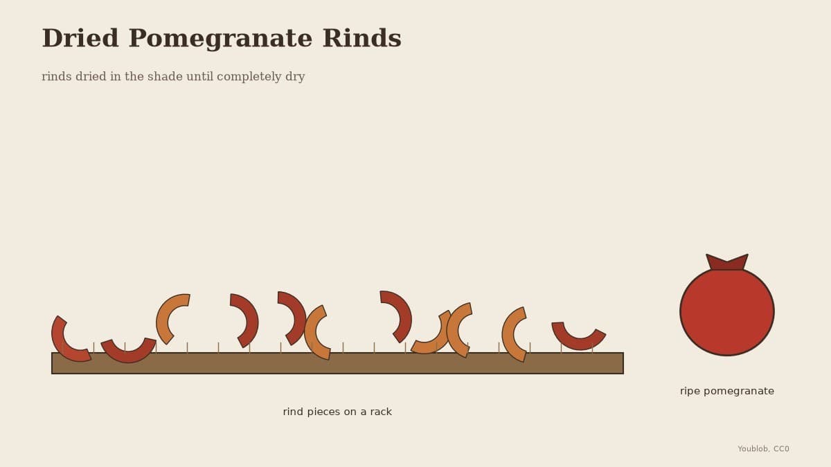 Dried Pomegranate Rinds: the Peel Separated and Dried in the Shade