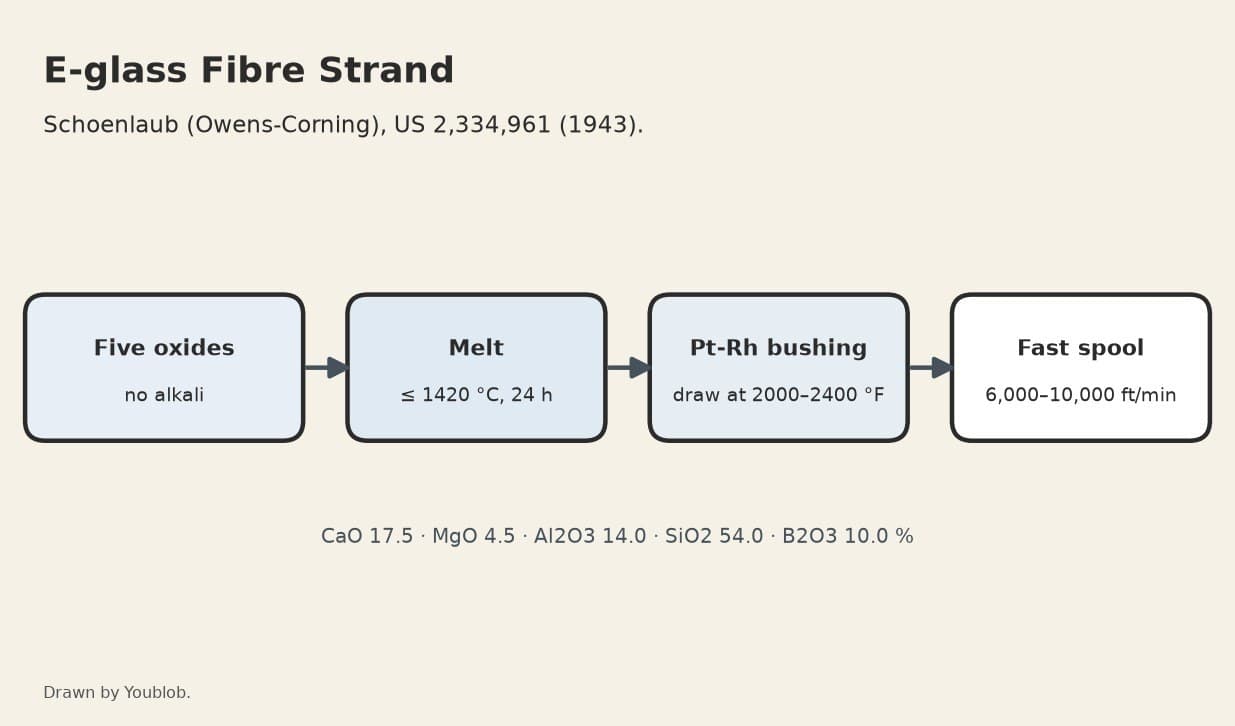 E-glass Fibre Strand: Alkali-Free Lime-Alumina-Borosilicate Glass Drawn to Filament