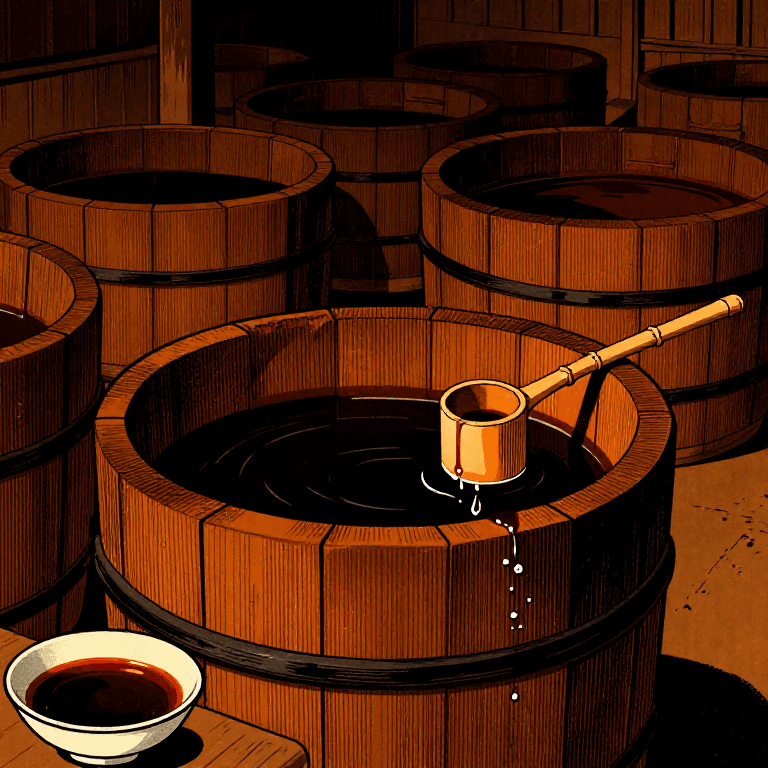 Fermenting Soy Sauce (Shoyu) in Cedar Barrels — Traditional Koji Fermentation