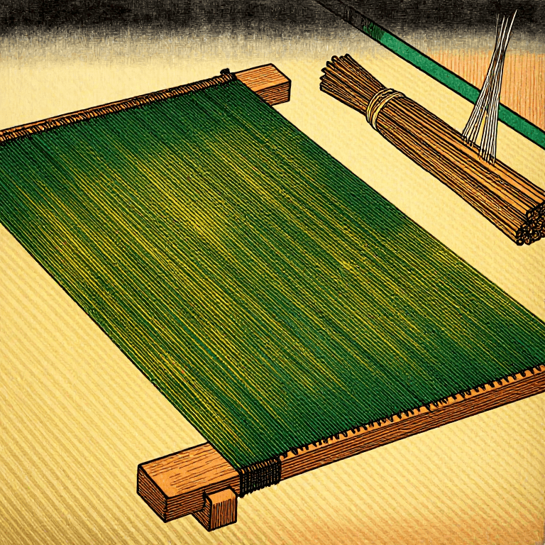 Weaving a Rush Tatami Mat Cover — Igusa Rush Weaving