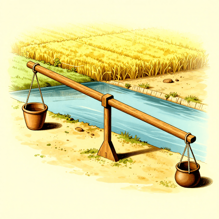 Egyptian Shaduf Irrigation — Operating a Shaduf for Nile Irrigation
