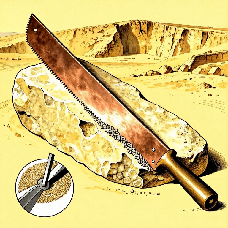 Egyptian Limestone Cutting — Cutting Limestone Blocks with Copper Saws