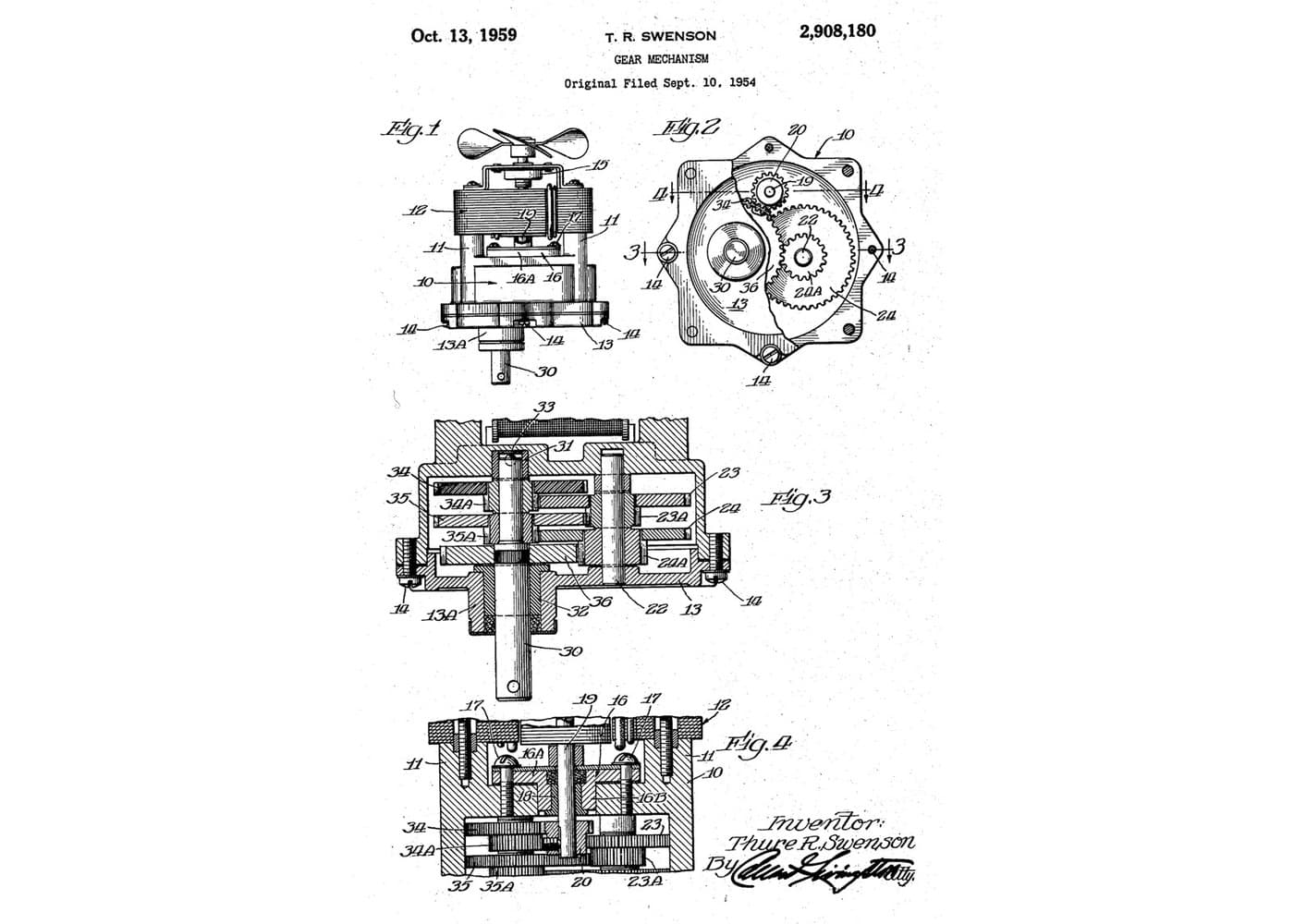 Gear Motor: Small Motor on a Three-Shaft Box of Floating Gears (Swenson 1959)