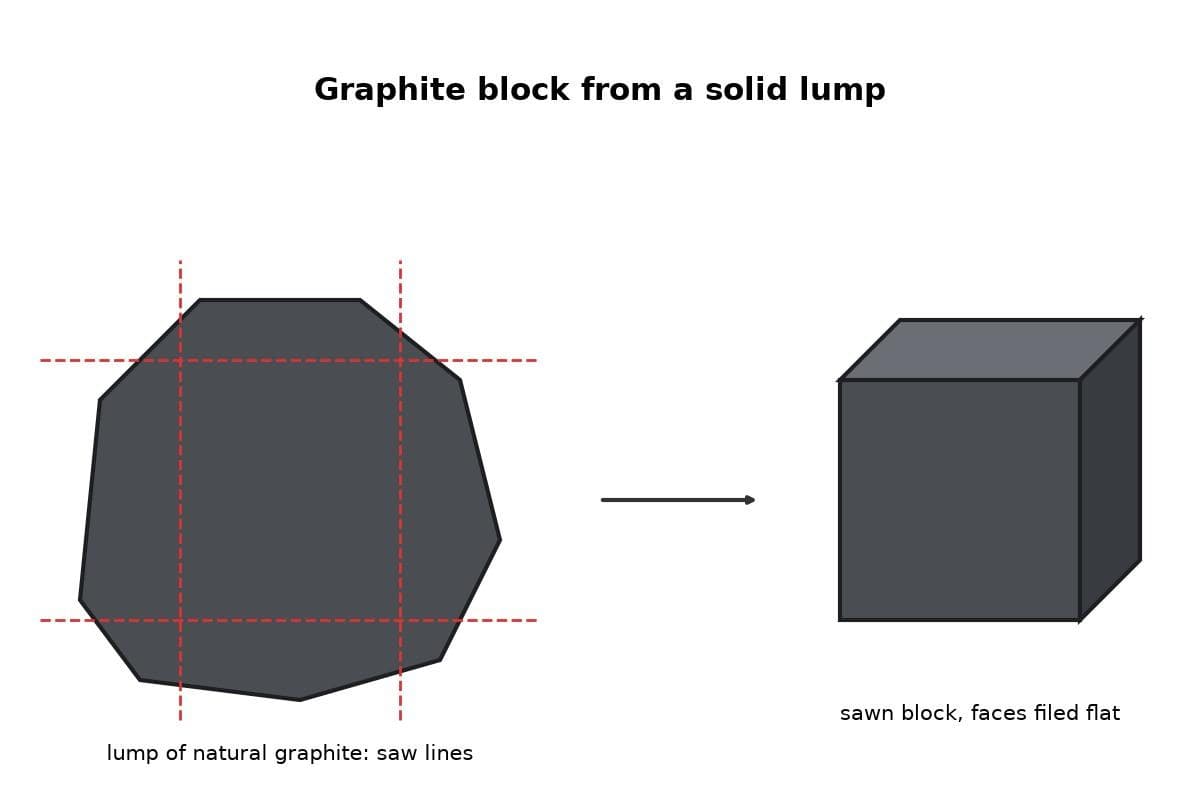 Graphite Block Sawn from Solid Natural Graphite