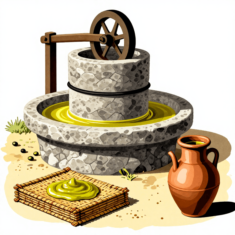Greek Olive Oil — Pressing Olive Oil with a Trapetum Mill