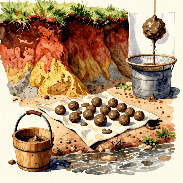 Harvesting and Preparing Wild Clay from Riverbanks