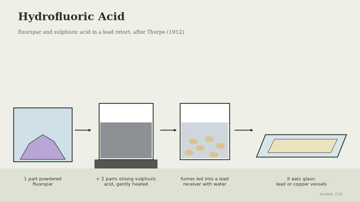 Hydrofluoric Acid: Fluorspar and Sulphuric Acid in a Lead Retort