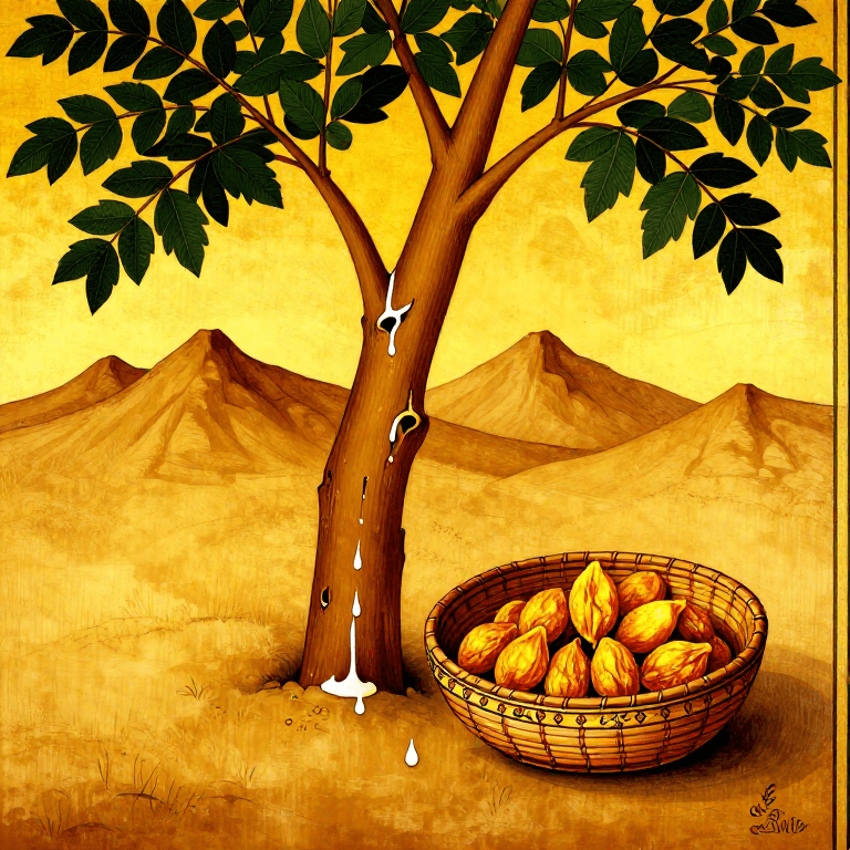 جمع صمغ اللبان من اشجار البوسويليا — من الشجرة الى الراتنج