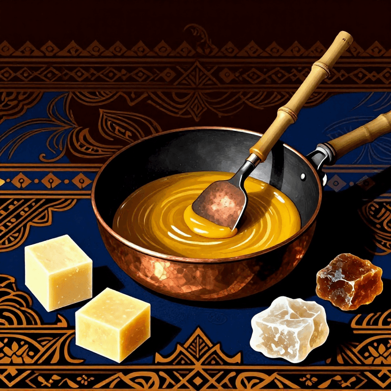 Изготовление батиковского воска Java — смесь воска Klowong и традиционного Tembokan