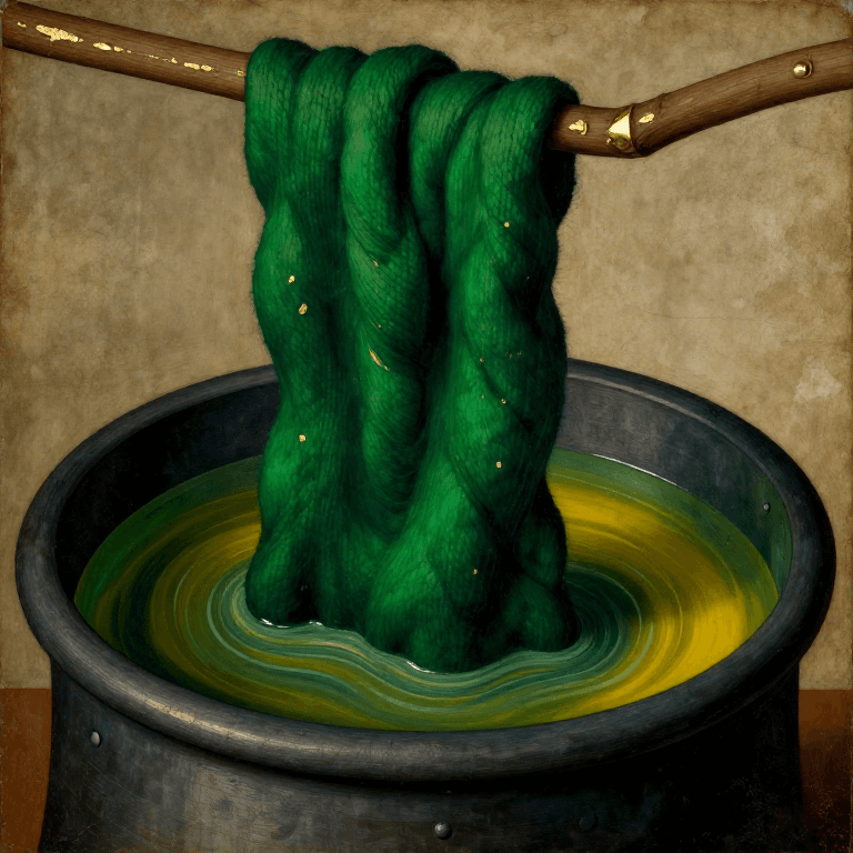 Overdyeing Lincoln Green — Weld Yellow over Indigo Blue