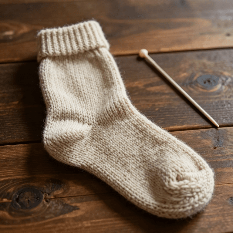 Nalbinding a Wool Sock in the Oslo Stitch — The Looped Fabric Before Knitting