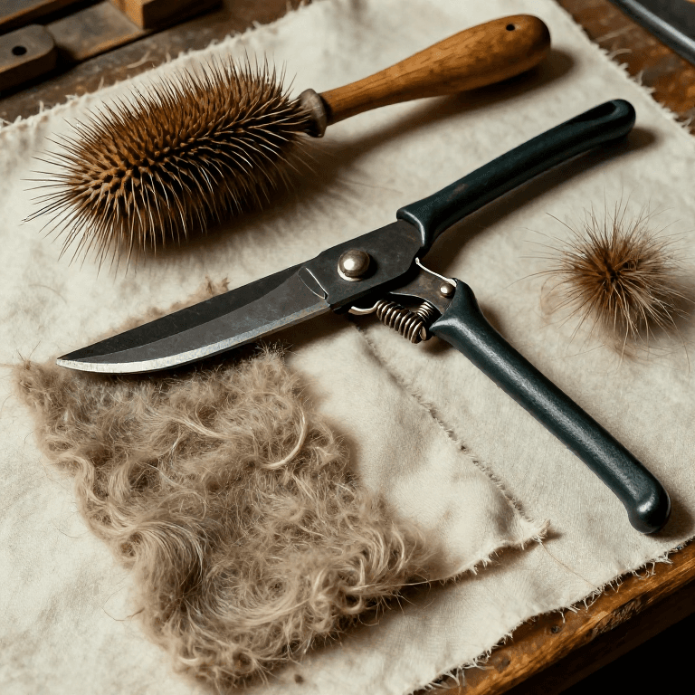 Raising the Nap and Shearing Woolen Cloth — Teasel Napping and Cropping Shears