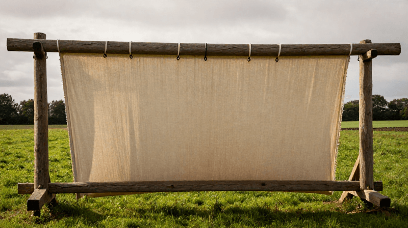 Tentering Cloth on a Frame — Stretching Fulled Wool to Set Width and Grain