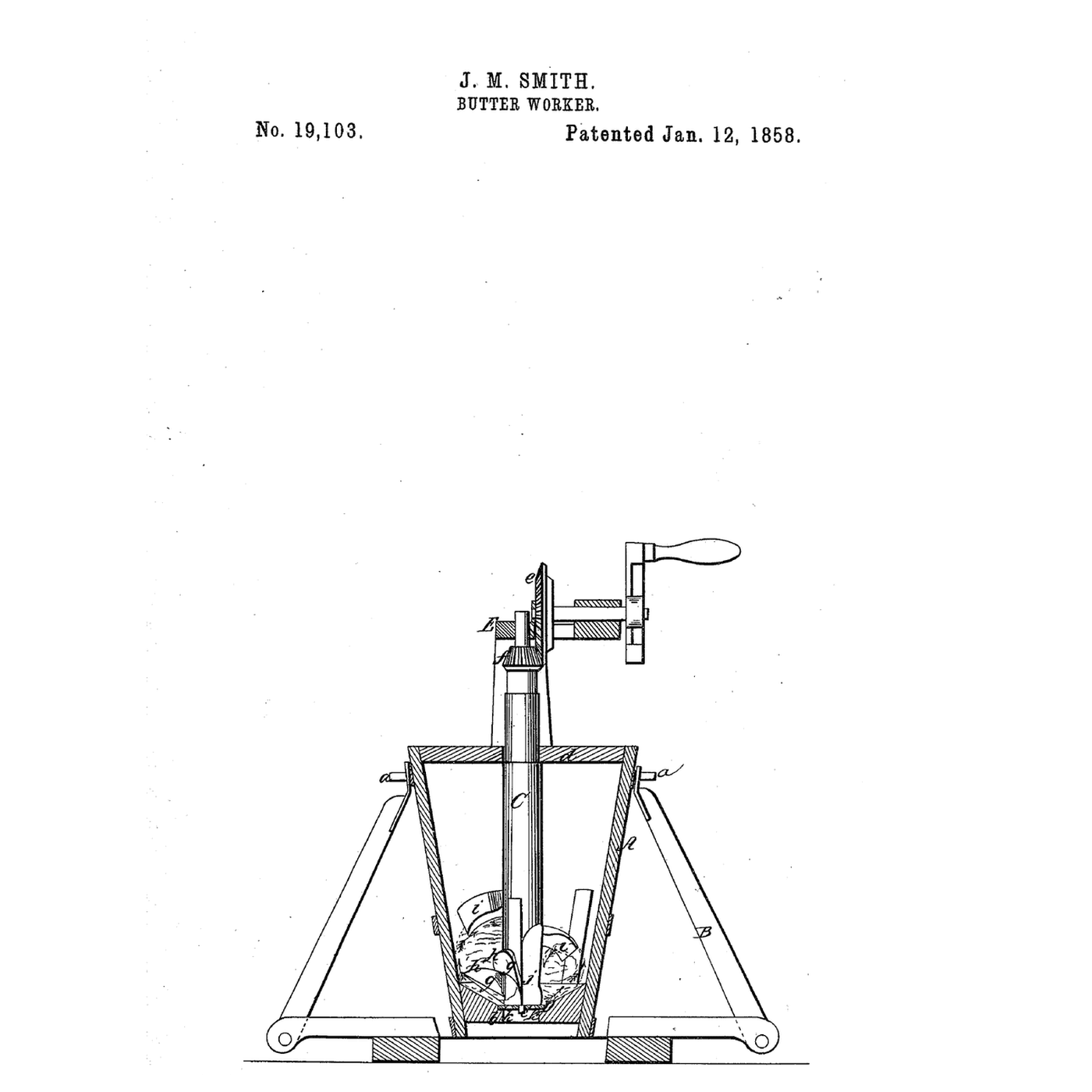 Opposed-Blade Cone Butter Worker: Blades Lift and Press the Butter in a Cone, Buttermilk Drains Below
