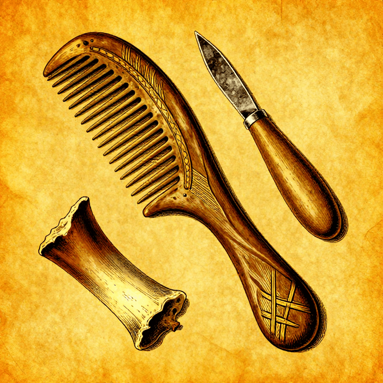 Carving an Antler Comb — Mesolithic Personal Grooming and Textile Tool
