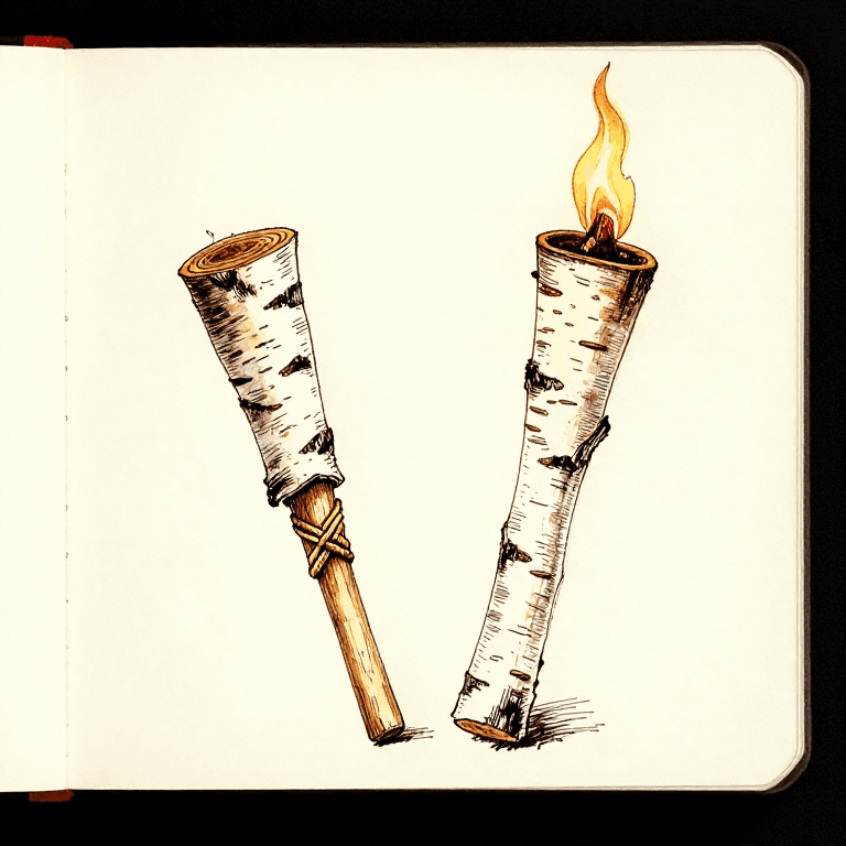 Making a Birch Bark Torch — Portable Fire Lighting