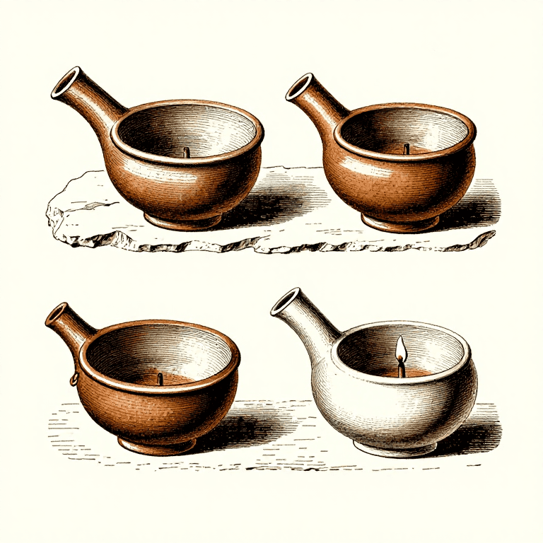 Shaping a Clay Oil Lamp — Pinch-Formed Vessel with Wick Channel