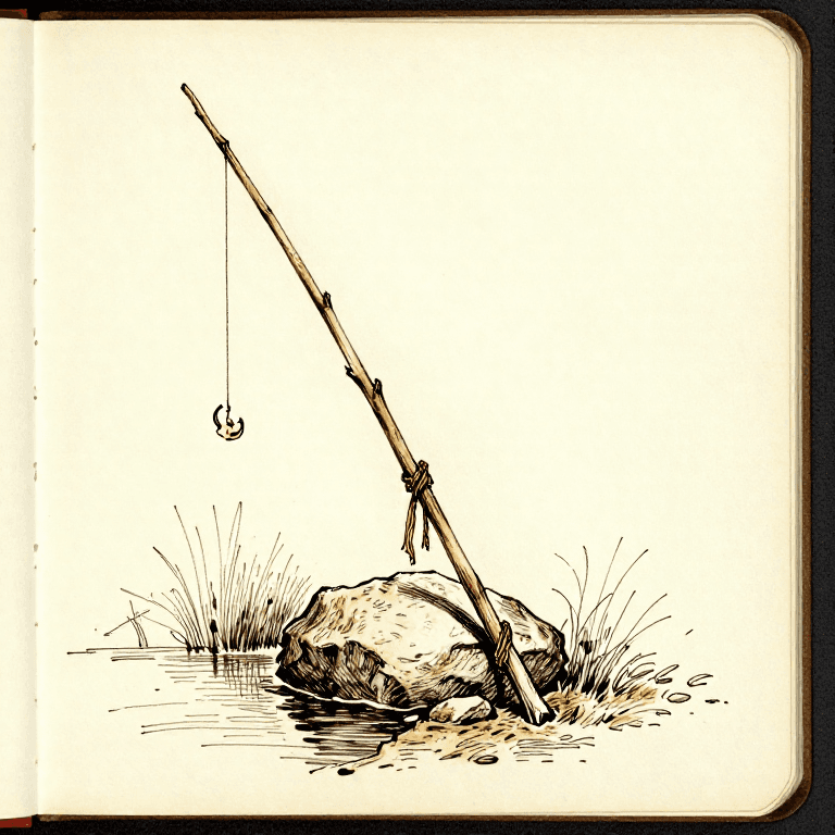 Building a Primitive Fishing Rod — Sapling Pole & Bone Hook