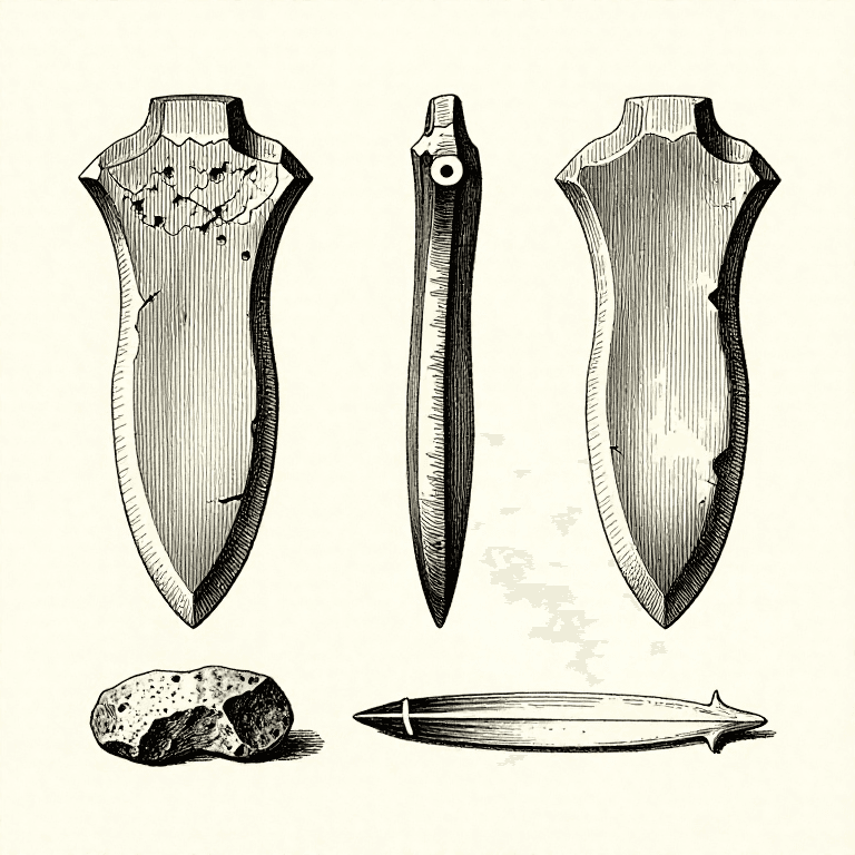 Knapping a Flint Hand Axe — Bifacial Reduction Technique