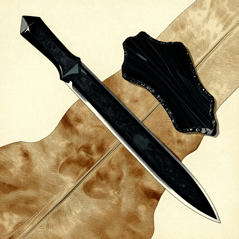 Knapping an Obsidian Blade — Pressure-Flaked Volcanic Glass