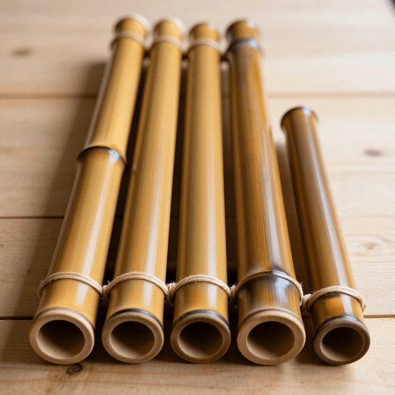 Making Panpipes — A Row of Tuned Bamboo Tubes