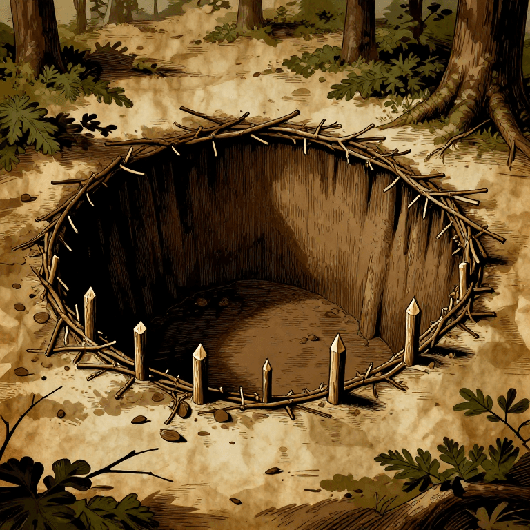 Digging a Pitfall Trap for Large Game — Concealed Pit Hunting