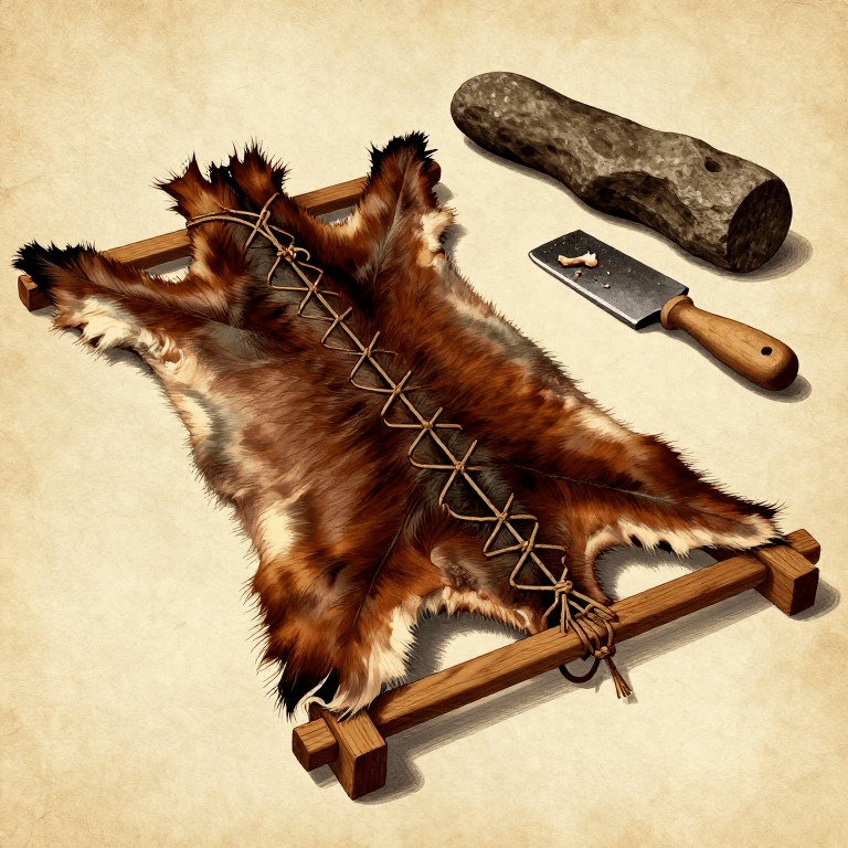 Preparing a Raw Animal Hide — Cleaning and Stretching Before Tanning