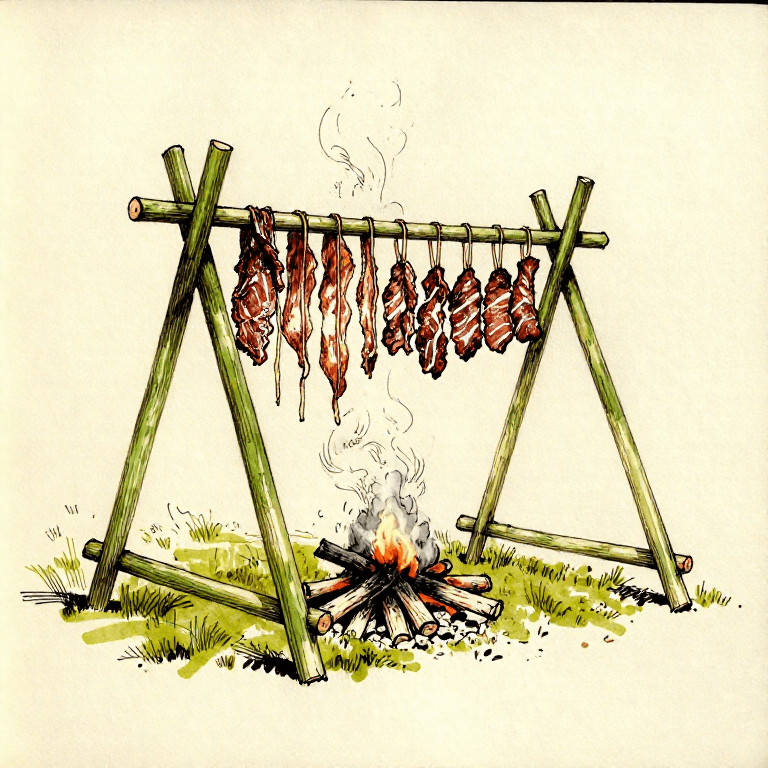 Building a Meat Smoking Rack — Pole Frame for Preservation