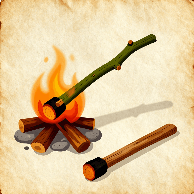 Making Wooden Fire Tongs — Split-Stick Spring Tongs for Handling Hot Stones and Coals