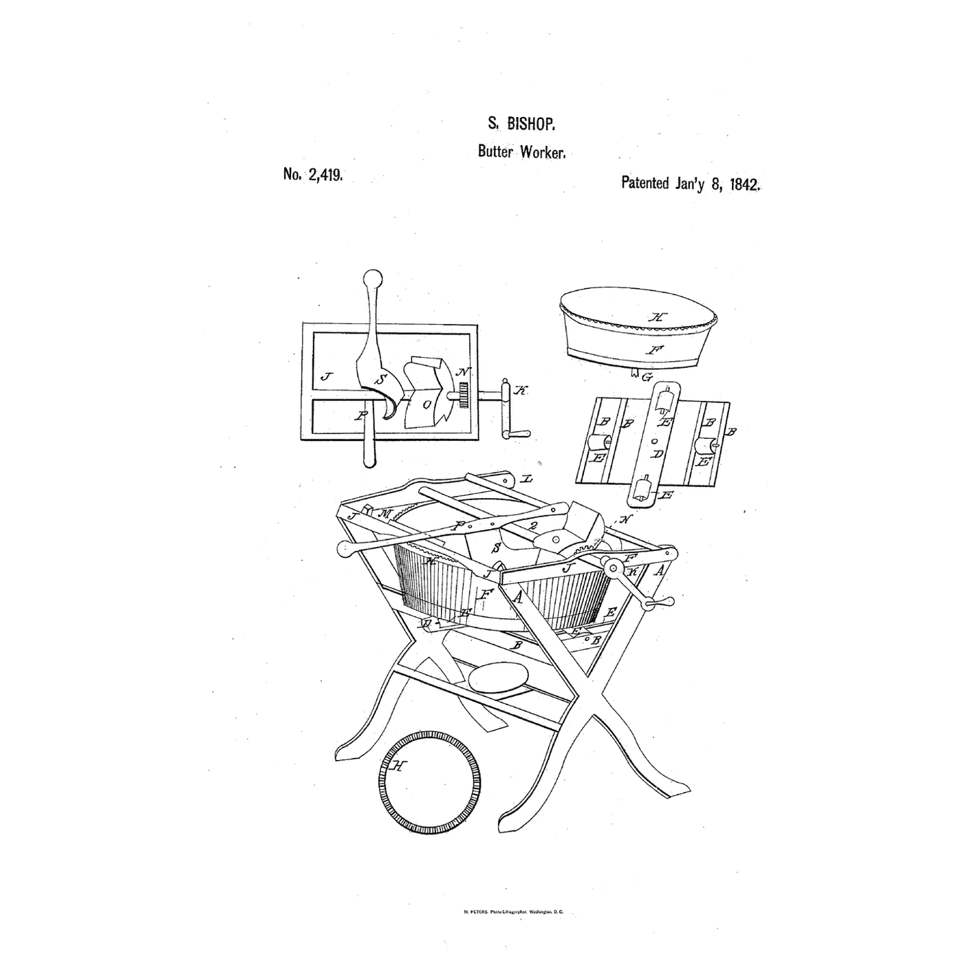 Rotating-Tub Cam-Wheel Butter Worker: The Tub Turns Under a Cam Wheel, the Buttermilk Drains Through Its Centre
