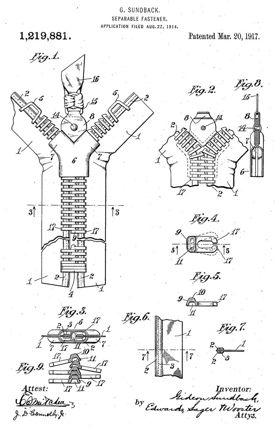 Separable Fastener — The Zipper
