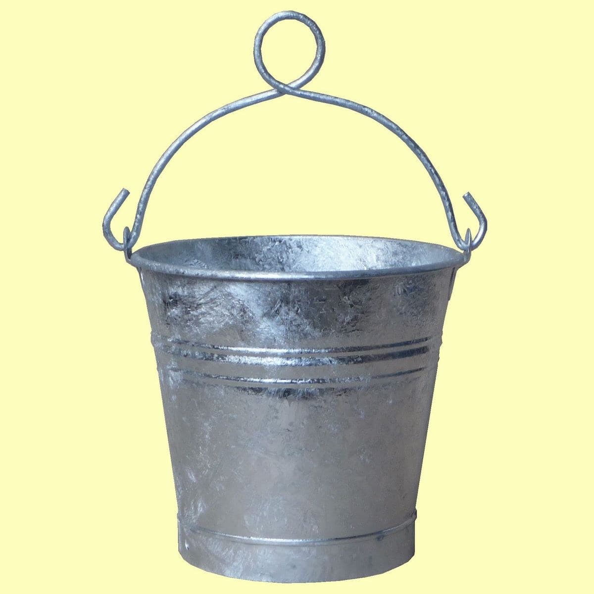 Metal Bucket: Tapered Sheet Steel, Wired Rim, Bail and Lid