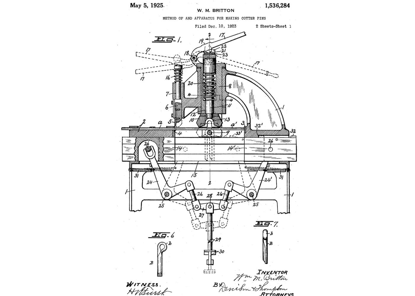 Split Pins: Half-Round Wire Folded, Pinched and Twisted (Britton 1925)