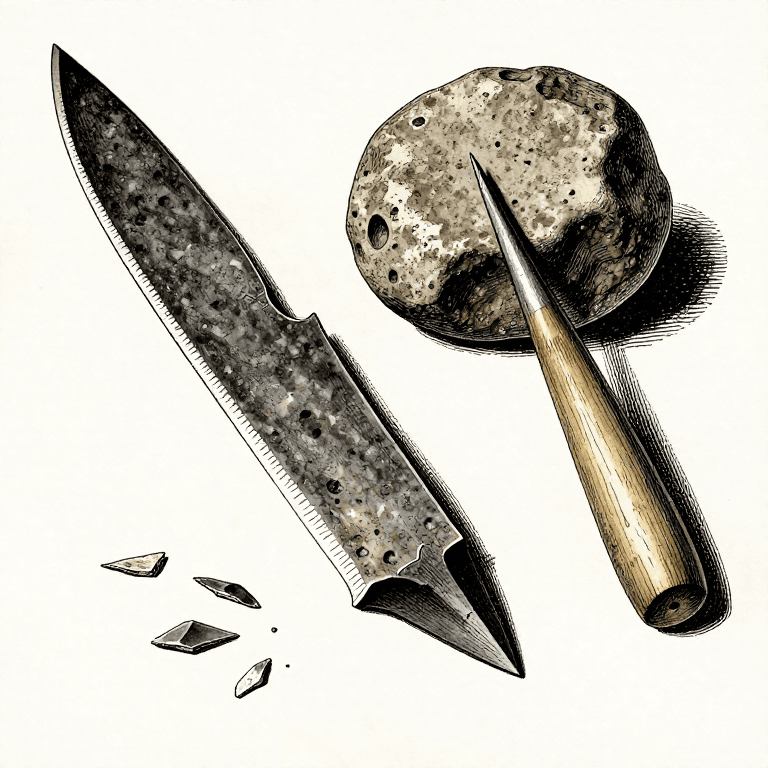 Knapping a Flint Knife — Stone Age Cutting Tool