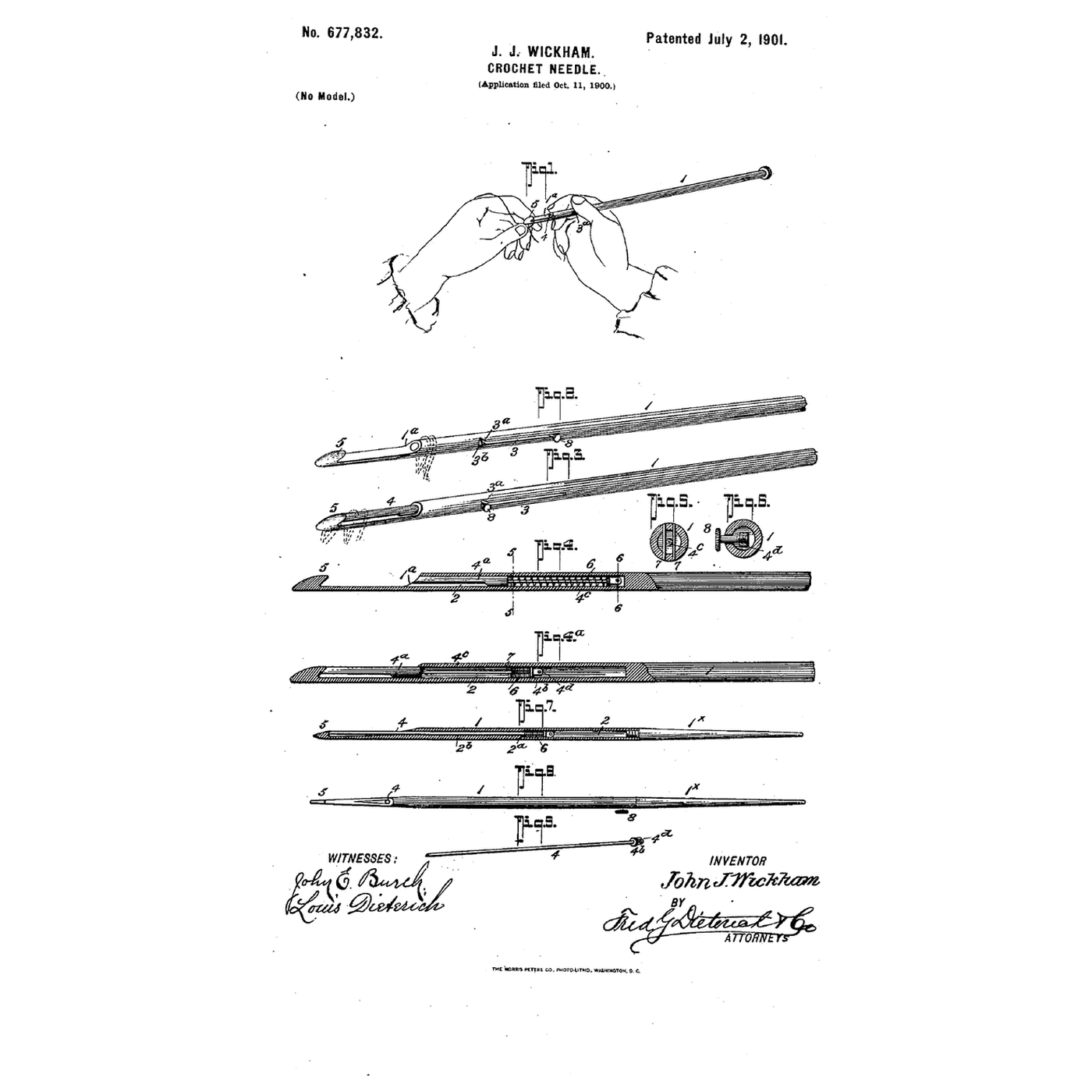 The Bridge-Closed Crochet Needle: A Sliding Bolt Covers the Barb While the Loop Is Drawn Through