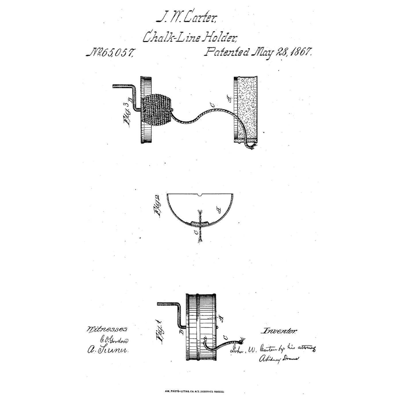 The Chalk-Line Marker: The Cord Winds on a Spindle Inside the Chalk