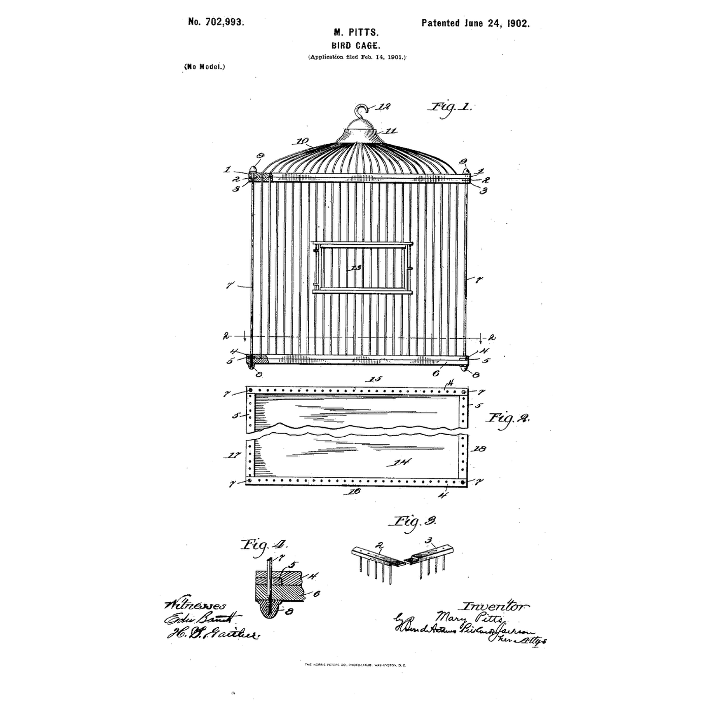 The Knock-Down Bird Cage: Four Rods, Six Parts, Nuts for Feet