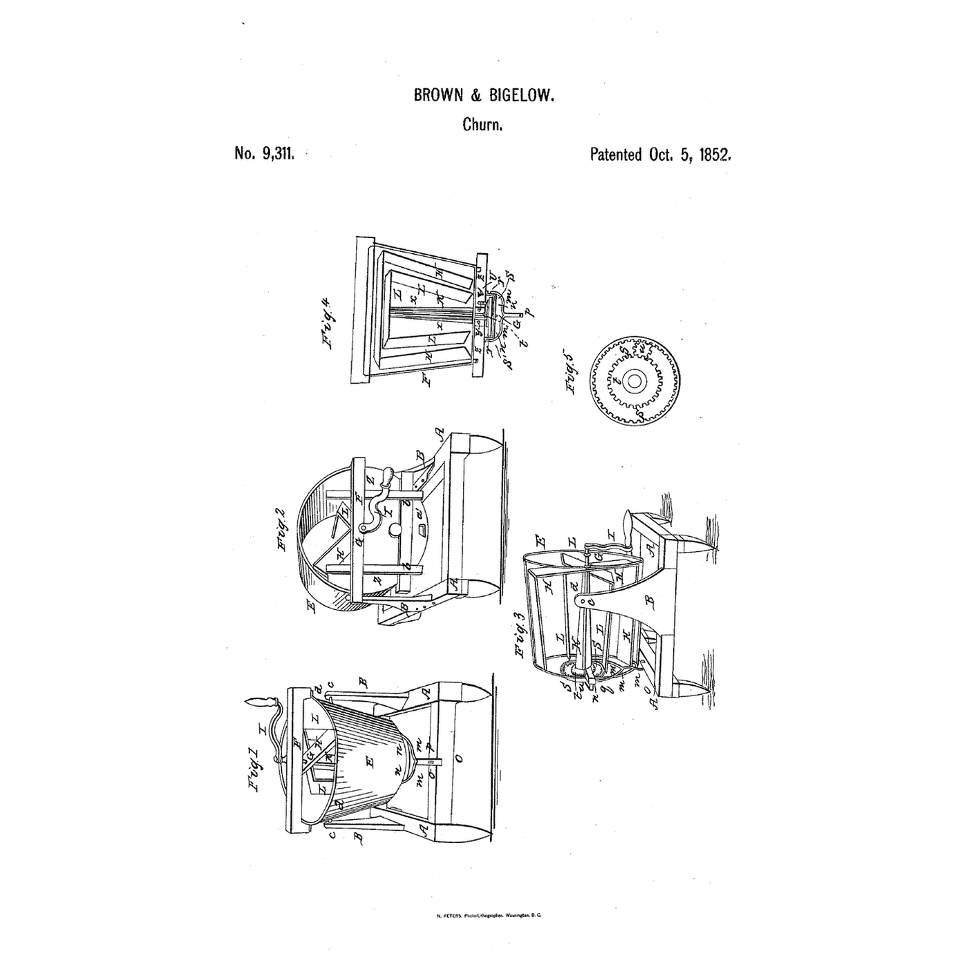 Tilting-Tub Counter-Fan Churn: Two Fans Turn Opposite Ways, the Tub Tips to Drain and Work